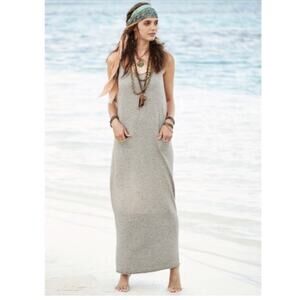 Peruvian Connection Pima Cotton Baby Alpaca Maxi Tank Dress Sz Small Gray